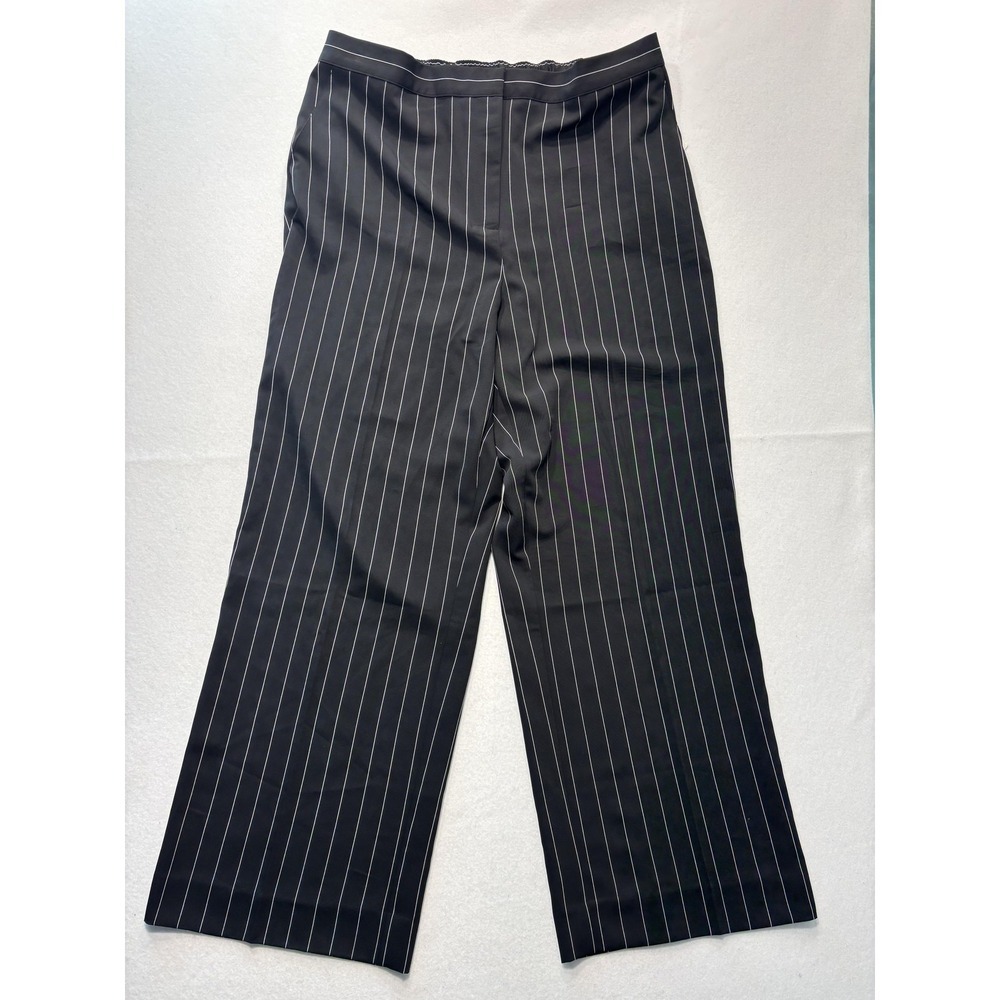 Nordstrom Dress Pants Womens XXL Black Penelope Pinstripe Wide Leg Pull On